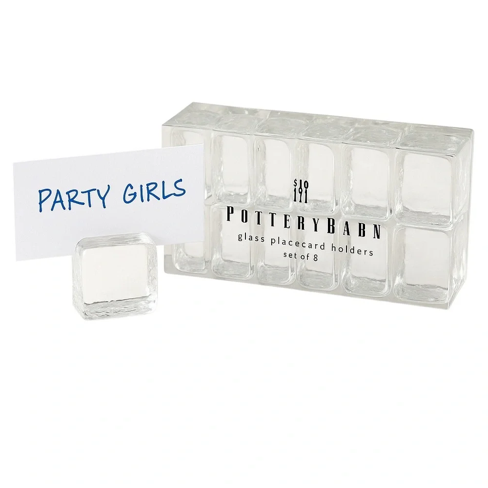 NOT FOR SALE Pottery Barn Clear Glass Placecard Holders Set of 8